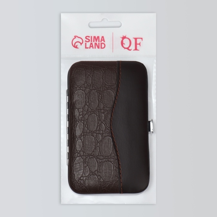 Набор маникюрный «Рептилия», 6 предметов, в футляре, цвет коричневый/чёрный