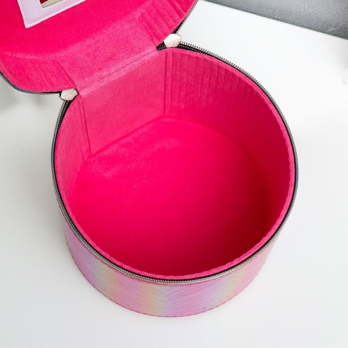 Шкатулка кожзам с зеркалом  Шкатулка кожзам с зеркалом "Полосы розовый оранж" н-р 3шт 14х14х14 17,5х17,5х17,5 20х20х20см   53860