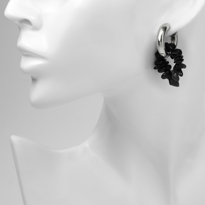 Серьги со съёмным элементом «Трансформер» клевер-сердце, цвет чёрный в серебре Серьги со съёмным элементом «Трансформер» клевер-сердце, цвет чёрный в серебре