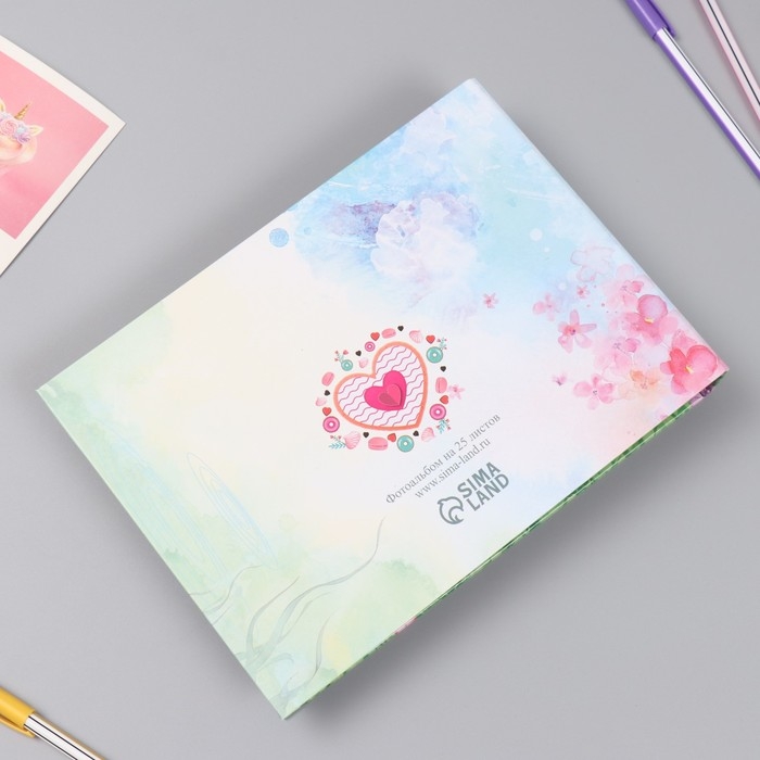 Фотоальбом 25 листов (наклейки+кольца)  Фотоальбом 25 листов (наклейки+кольца) "Любовь там, где в неё верят!" 19х27х3 см