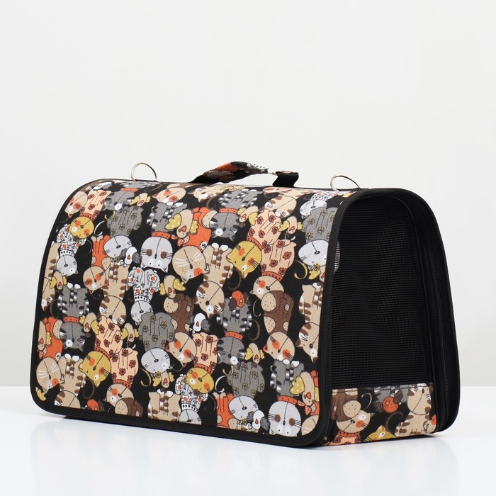 Сумка-переноска каркасная  Сумка-переноска каркасная "Кошки", размер M, 40 х 21 х 27 см