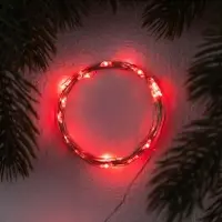 Гирлянда &laquo;Нить&raquo; 2 м роса. IP20, нить серебристая, 20 LED, 4.6 В, AG13&times;3 (в комплекте), 3 режима, свечение красное