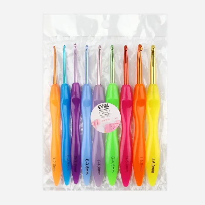 Набор крючков для вязания, d = 2-6 мм, 17 см, 9 шт., цвет разноцветный