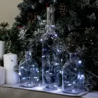 Гирлянда &laquo;Нить&raquo; 5 м роса, IP20, серебристая нить, 50 LED, батарейки CR2032&times;2 (в комплекте), свечение белое