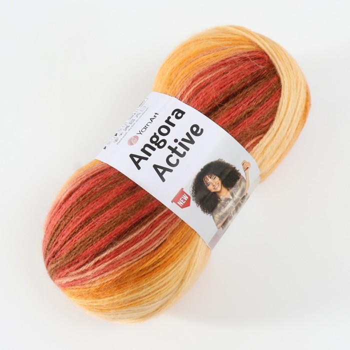 Пряжа  Пряжа "Angora Active" 20% шерсть, 80% акрил  500м/100гр (844 бордово-персиковый)