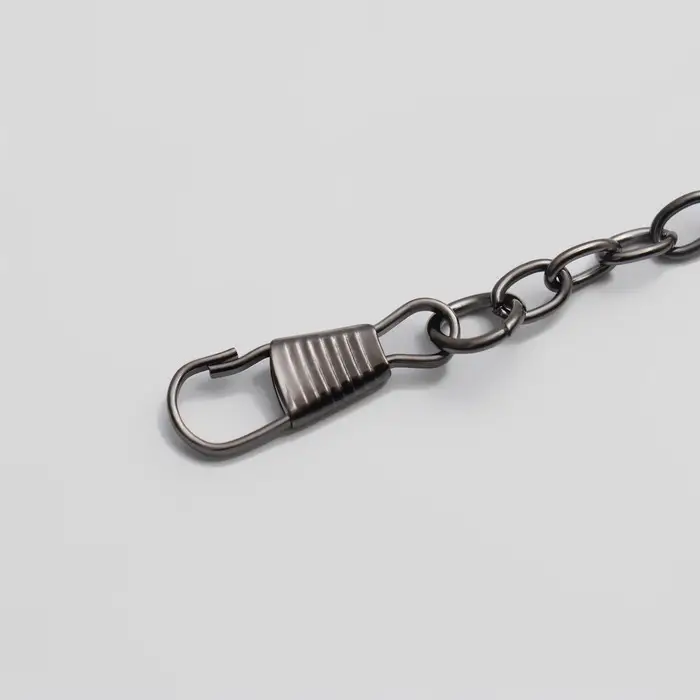 Цепочка для сумки, с карабинами, железная, 5×7 мм, 120±5 см, цвет чёрный никель