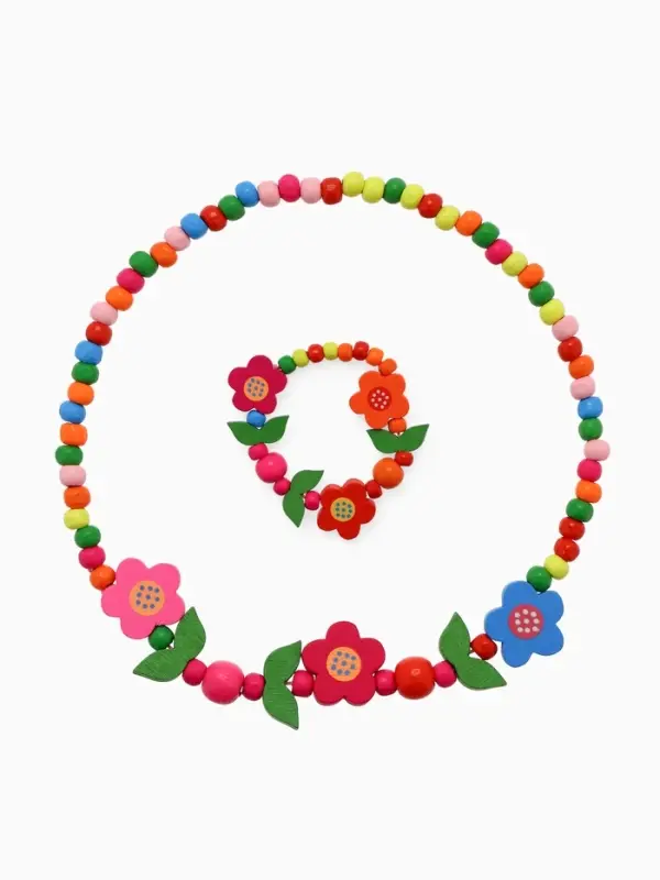 Набор детских украшений Выбражулька &laquo;Цветочное настроение&raquo;, 2 предмета: бусы, браслет d=6 см МИКС