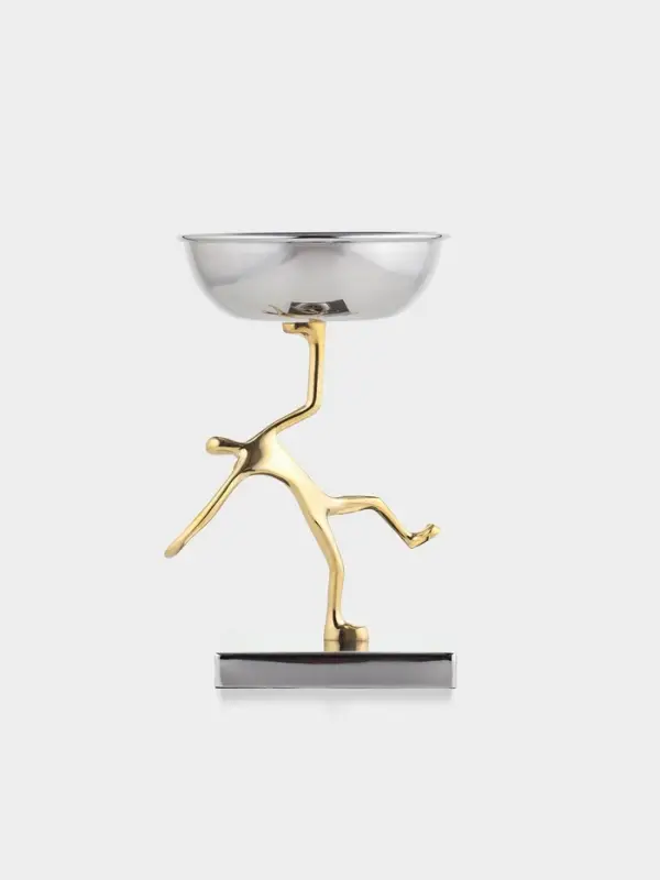 Блюдо сервировочное на подставке &laquo;Человек&raquo;, d=13 см, нержавеющая сталь, латунь