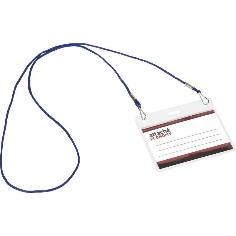 Бейдж Attache Economy 78x96 150мкм,шнур.2заж 45см син, вкладыш 60x90 5шт/уп