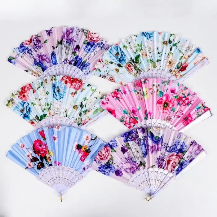 Веер пластик, текстиль  Веер пластик, текстиль "Цветочный" МИКС 23 см