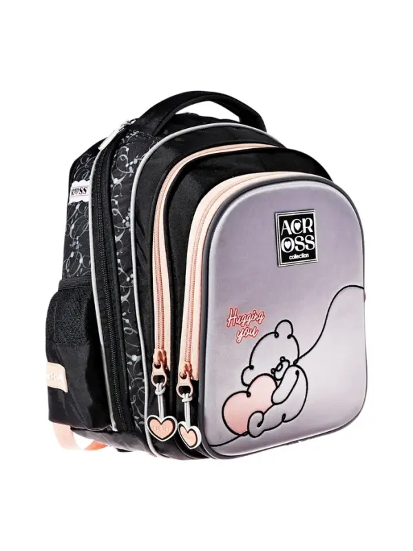 Рюкзак каркасный Across 410 40*33*15 наполн:мешок,пенал, дев, чер/сер 25-410-11 Рюкзак каркасный Across 410 40*33*15 наполн:мешок,пенал, дев, чер/сер 25-410-11