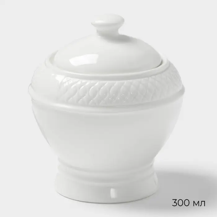 Набор сервировочный Magistro Argos, 2 предмета: молочник 300 мл, сахарница 300 мл, фарфор, белый