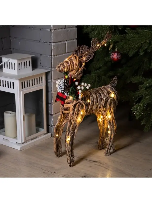 Светодиодная фигура &laquo;Олень&raquo; 32&times;60&times;10 см, текстиль, металл, от батареек AAх2, свечение тёплое белое