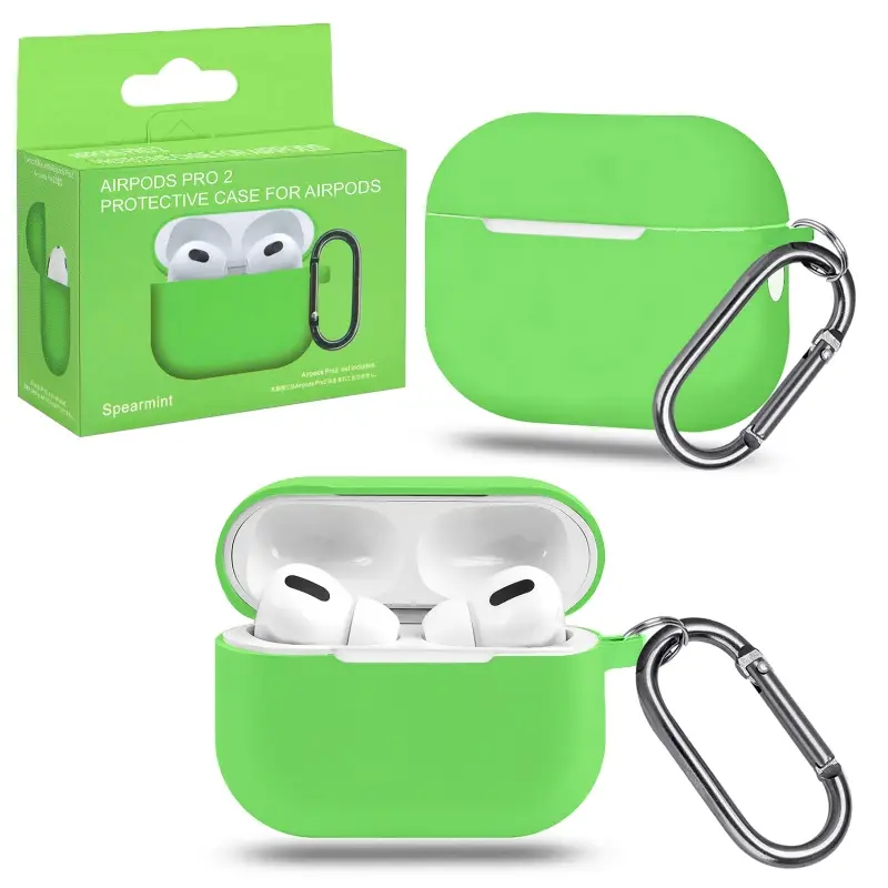 Чехол для AirPods Pro 2 с карабином №20 Spearmint (только для версии Lightning)