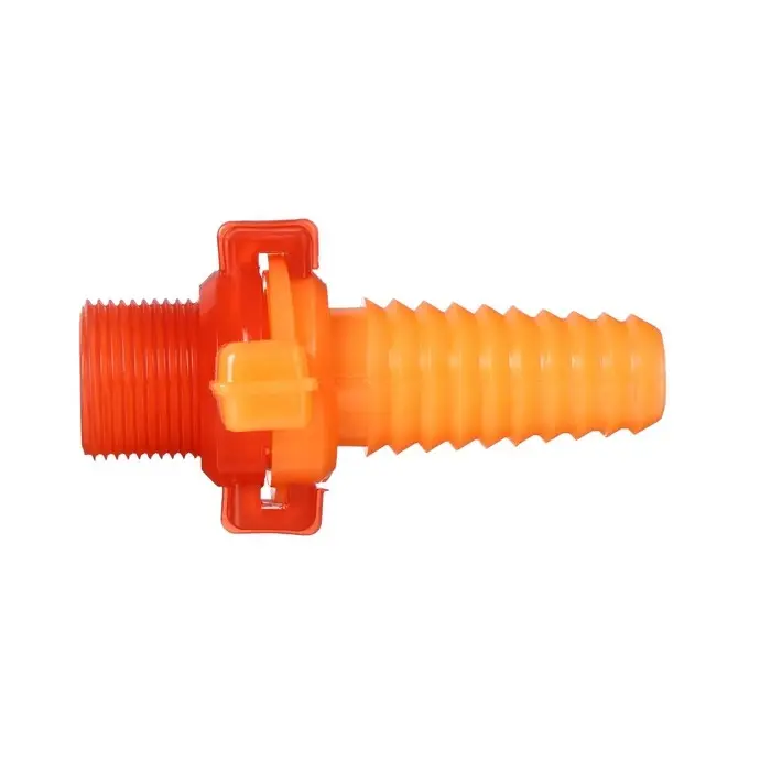 Штуцер, наружная резьба 3/4 Штуцер, наружная резьба 3/4", под шланг 3/4" (19 мм) – 1" (25 мм), разъёмное соединение «Байонет», пластик, МИКС