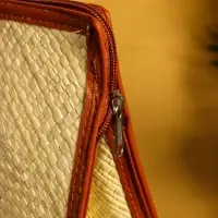 Сумка плетёная на молнии из пандана 41х16х50 см, бежево-коричневый