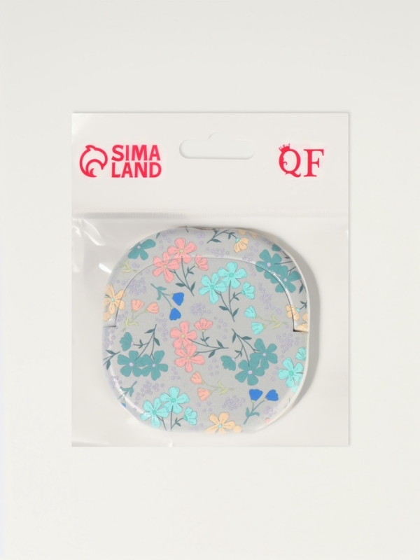 Зеркало карманное «Узор», с подставкой, 8 × 8 см, цвет белый