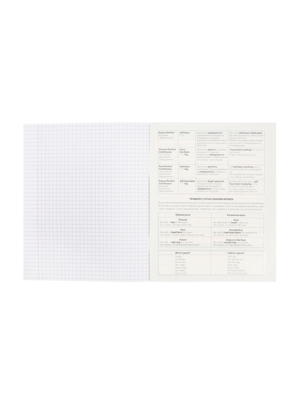 Тетрадь 48 листов в клетку &laquo;Салют предметов&raquo; АНГЛИЙСКИЙ, обложка мелованный картон, матовая ламинация, 3D-лак, тиснение фольгой, с интерактивны...