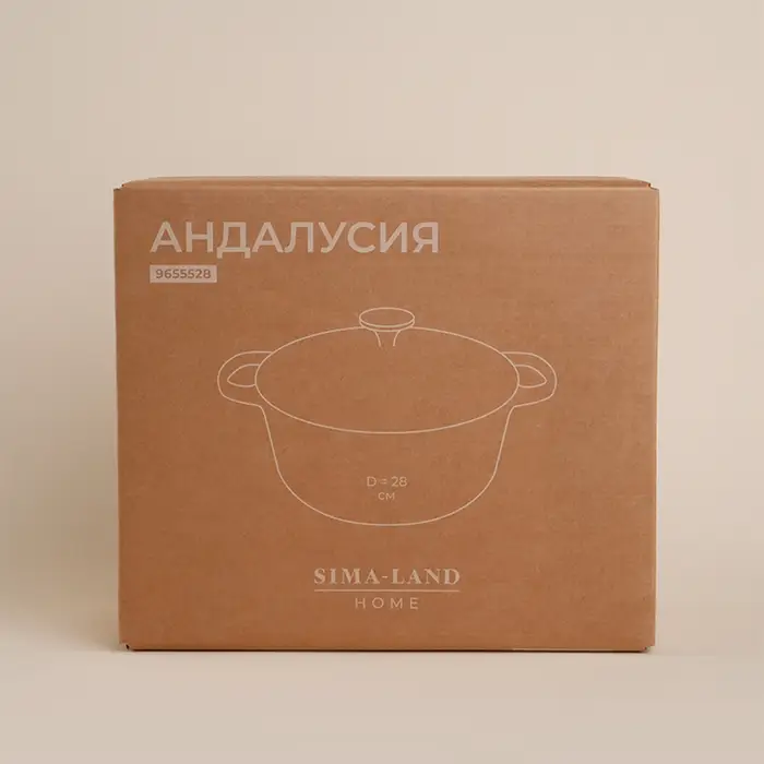 Кастрюля SL Home, 6 л, d=28 см, h=12.5 см, индукция, с эмалированным покрытием, чугун, бежевая