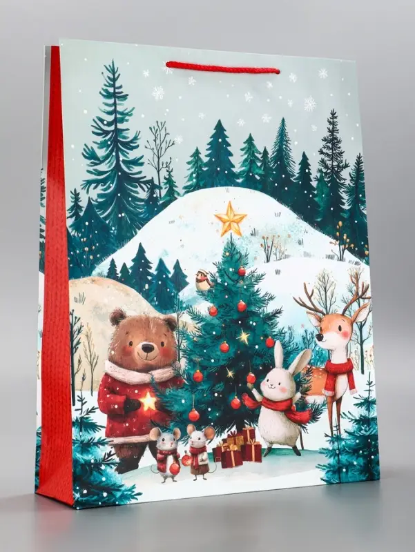 Пакет подарочный новогодний ламинированный, «Подготовка к Новому Году» , 33×10×42.5 см