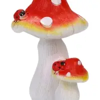 Садовая фигура из полистоуна &laquo;Мухомор с божьей коровкой&raquo;, 15&times;15&times;21 см