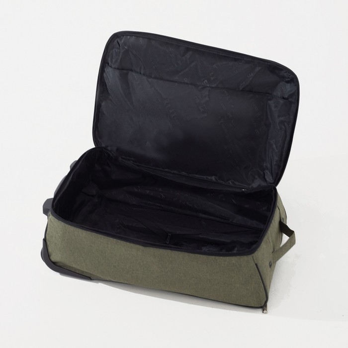 Чемодан малый 36 л (S), «Фабрика КАРТЕКС», отдел на молнии, наружный карман, 2 колеса, цвет хаки Чемодан малый 36 л (S), «Фабрика КАРТЕКС», отдел на молнии, наружный карман, 2 колеса, цвет хаки