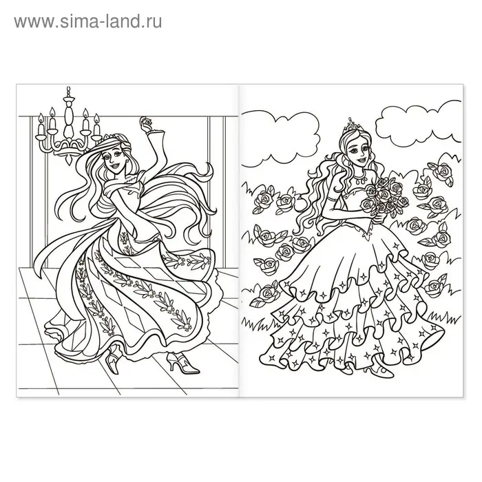 Раскраска для девочек «Сказочные принцессы», 16 стр., формат А4 Раскраска для девочек «Сказочные принцессы», 16 стр., формат А4
