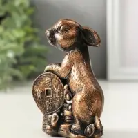 Фигурка гипс &laquo;Заяц на деньгах&raquo;, 10 см, винтажная бронза