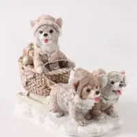 Фигурка &laquo;Новогодние сани с корги&raquo;, 10 см, полистоун