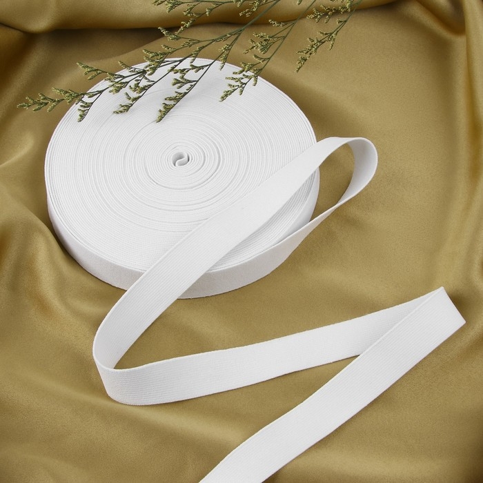 Резинка бельевая, 25 мм, 20 м, цвет белый Резинка бельевая, 25 мм, 20 м, цвет белый