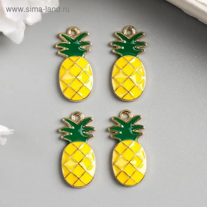 Декор для творчества металл, эмаль &laquo;Ананас&raquo;, золото, 1.4&times;1.2 см