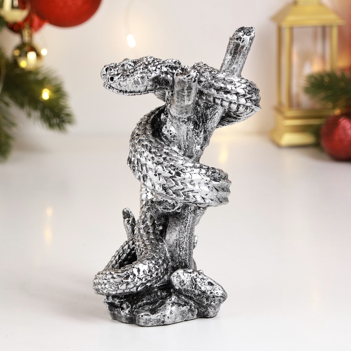 Фигура Фигура "Змея на ветке" 7х10х15см, серебро