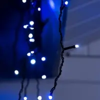 Гирлянда &laquo;Бахрома&raquo; 3&times;0.6 м, IP44, УМС, тёмная нить, 160 LED, свечение бело-синее, мигание, 220 В
