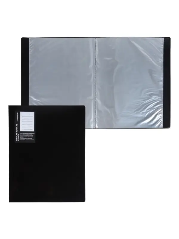 Папка с 20 вкладышами А3, 800 мкм, Calligrata, текстура &laquo;песок&raquo;, чёрная