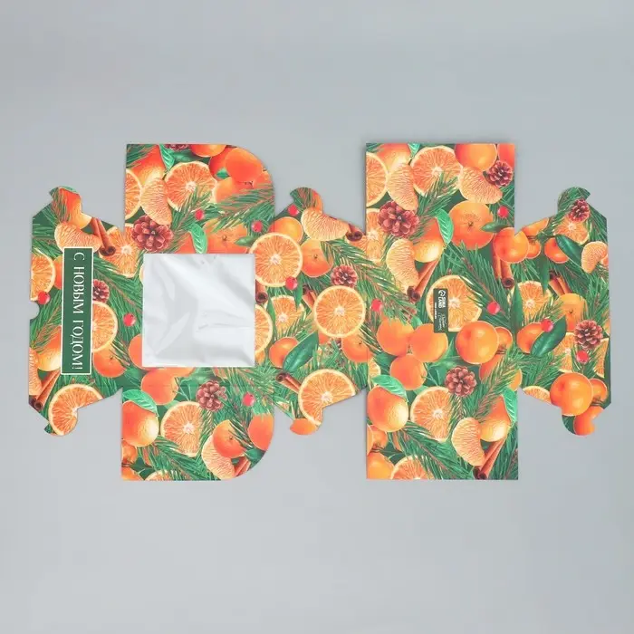 Коробка для капкейков складная с двусторонним нанесением «Апельсины», 16 х 16 х 10 см Коробка для капкейков складная с двусторонним нанесением «Апельсины», 16 х 16 х 10 см