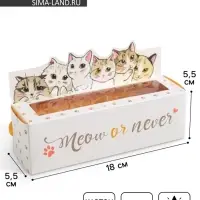 Коробка для макарун кондитерская, упаковка &laquo;Meow or never&raquo;, 18 х 5,5 х 5,5 см