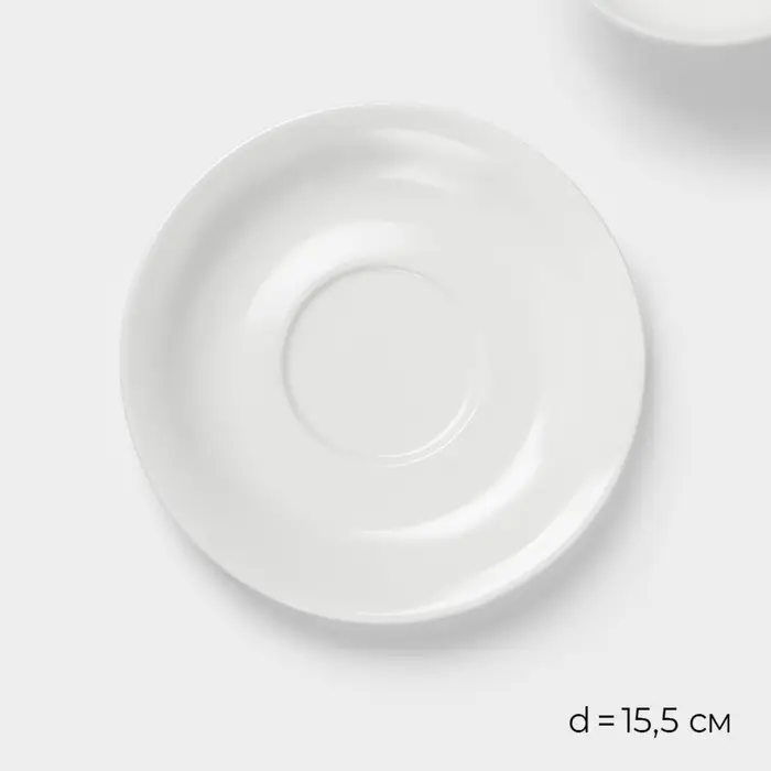 Чайная пара Magistro &laquo;Бланш&raquo;, чашка 250 мл, блюдце d=15.5 см, фарфор, белая