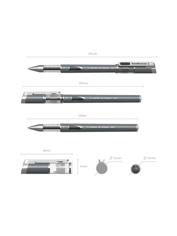 Ручка гелевая ErichKrause Megapolis Gel, чернила чёрные, узел 0.5 мм, длина линии письма 500 метров