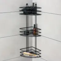 Полка для ванной угловая 3-ярусная, 20&times;20&times;66 см, чёрная