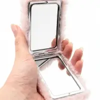 Зеркало складное с мехом, 9&times;7&times;2 см, розовое