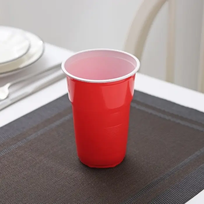 Стаканы одноразовые &laquo;Факел Экстра&raquo;, набор 10 шт., 500 мл, пластик, d=10 см, красный, белый