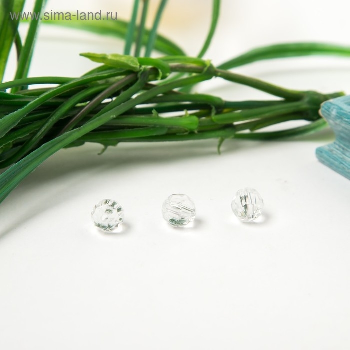 Бусины акрил  Бусины акрил "Круглые" 8 мм, 25 гр. прозрачный