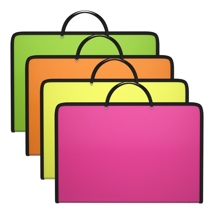 Папка с ручками А4, 327 х 228 х 30 мм, ErichKrause Папка с ручками А4, 327 х 228 х 30 мм, ErichKrause "Matt Neon", 600 мкм, молния вокруг, микс