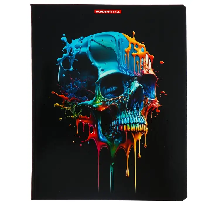 Тетрадь 48 листов в клетку &laquo;Яркие черепа&raquo;, обложка мелованный картон, УФ-лак, МИКС
