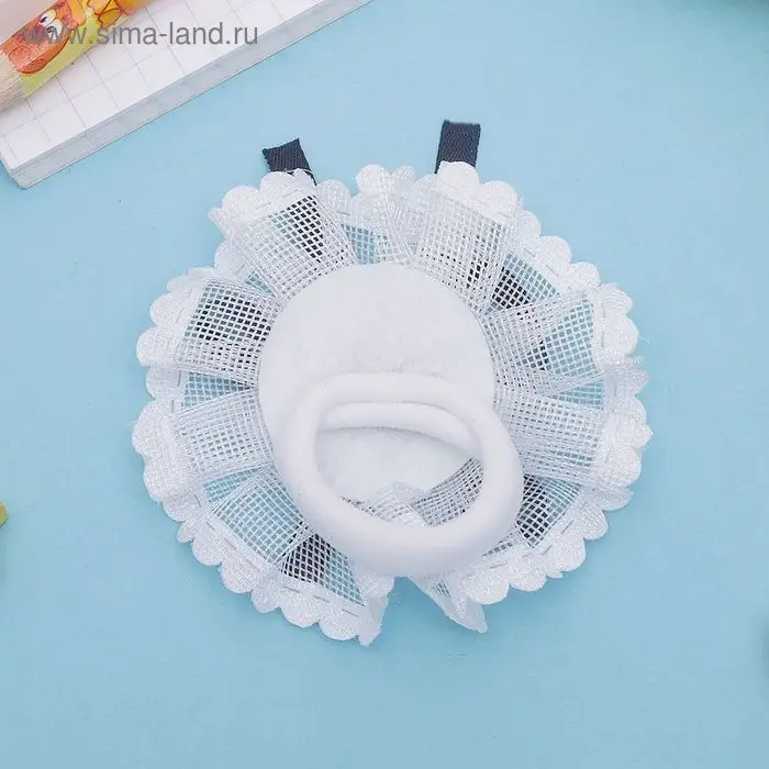 Резинка для волос бант «Школьница», лента цветок, d=6.5 см, сине-белый