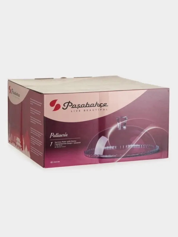 Блюдо Paşabah&ccedil;e Patisserie, d=32.2 см, с крышкой, стекло, прозрачное