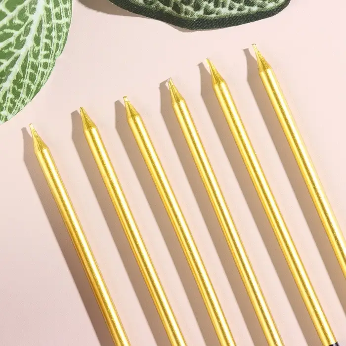 Свечи в торт &laquo;Праздник&raquo;, 6 шт., 14.5 см, золото с чёрным