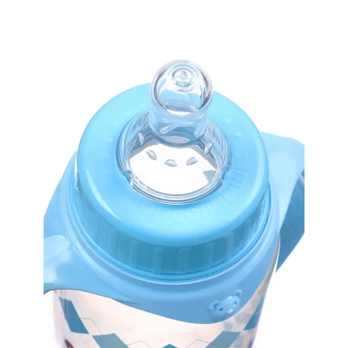 Бутылочка для кормления малыша M&B &laquo;Маленький джентльмен&raquo;, классическое горло, с ручками, от 3 мес., 250 мл., голубой
