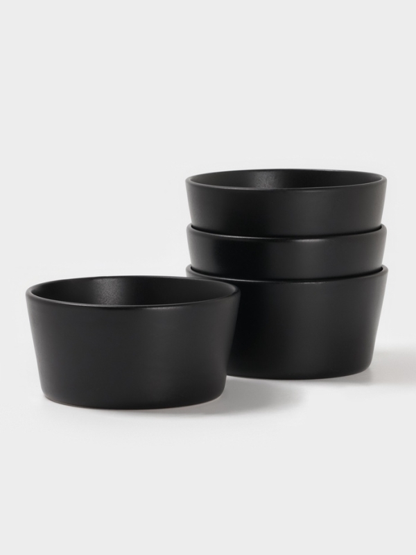 Набор салатников Доляна «Гранит», 4 шт., 800 мл, 14.5×7 см, керамика, чёрный