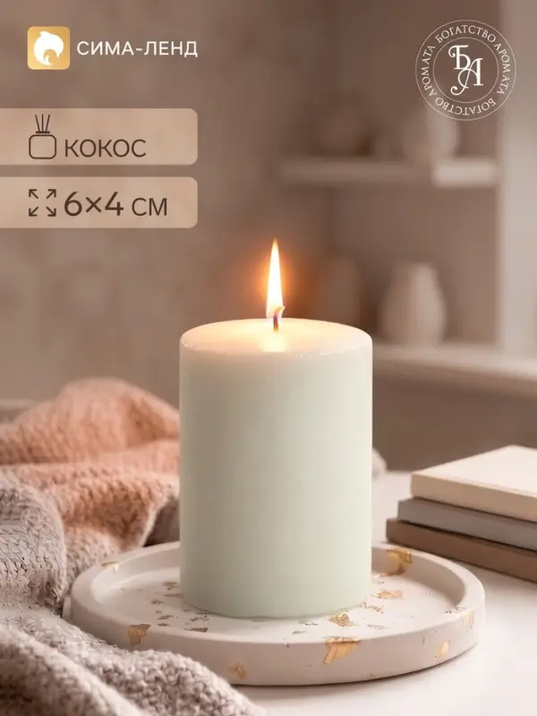 Ароматическая свеча - цилиндр &laquo;Кокосовый рай&raquo;, 4&times;6 см